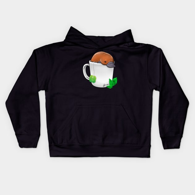 Pla-TEA-pus Kids Hoodie by Akiraj